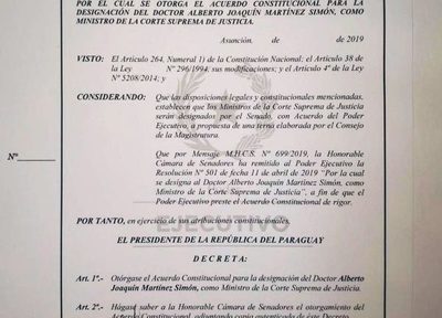 Alberto Martínez Simón ya es Ministro de la CSJ