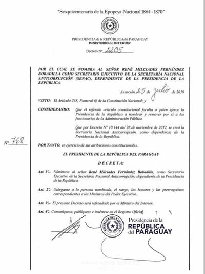 Ejecutivo designa a René Fernández al frente de la Secretaría Nacional Anticorrupción