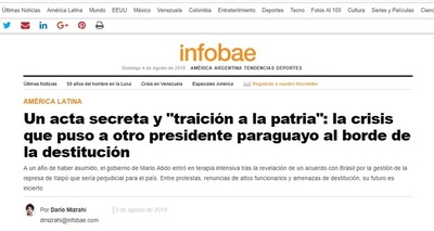 Futuro del gobierno de Abdo es “incierto”, afirma medio argentino