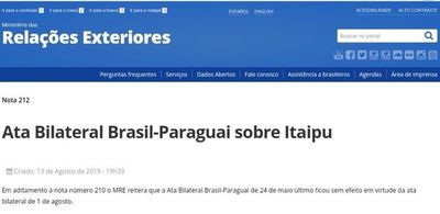 Brasil ratifica que acta bilateral “quedó sin efecto”