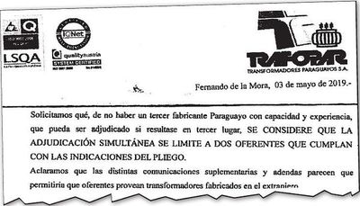 Solicitan una suerte de exclusividad a la ANDE