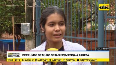Derrumbe de muro deja sin vivienda a pareja