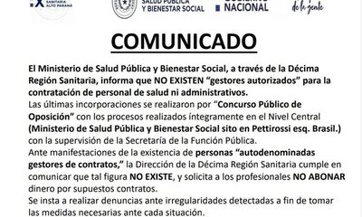 MSP Y BS: Niega existencia de “gestores de contratos”