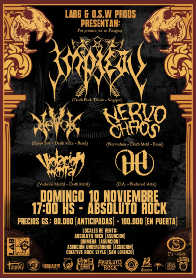 Banda asiática Impiety por primera vez en Paraguay