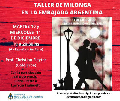 Invitan a taller gratuito de milonga