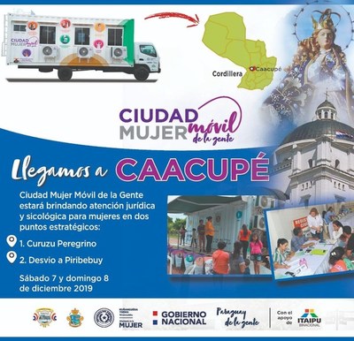 Ciudad Mujer Móvil llega este fin de semana a Caacupé