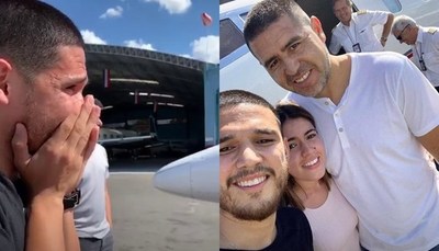 La emoción del novio de Mily al encontrase con jugador de "Boca"