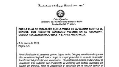 Recomiendan precaución a la hora de vacunarse contra el dengue