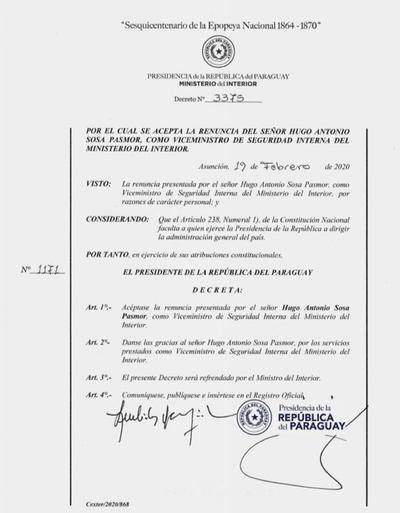 Viceministro de Seguridad renuncia: resistió “tormentas” de la mano de Villamayor, Euclides le bajó el pulgar