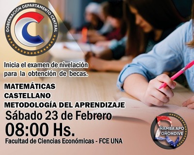 La Gobernación del Departamento Central convoca a los jóvenes que aprobaron la primera etapa de evaluación para Becas 2019