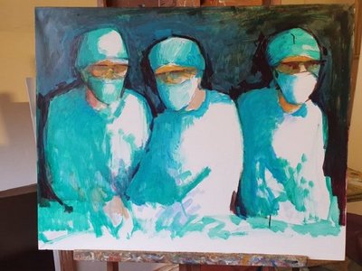 Coronavirus: Koki Ruiz pinta cuadro en homenaje al personal de blanco