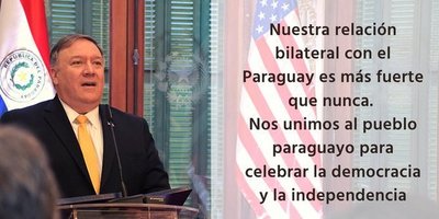 Mensaje de Mike Pompeo: EE.UU celebra la democracia e independencia del Paraguay